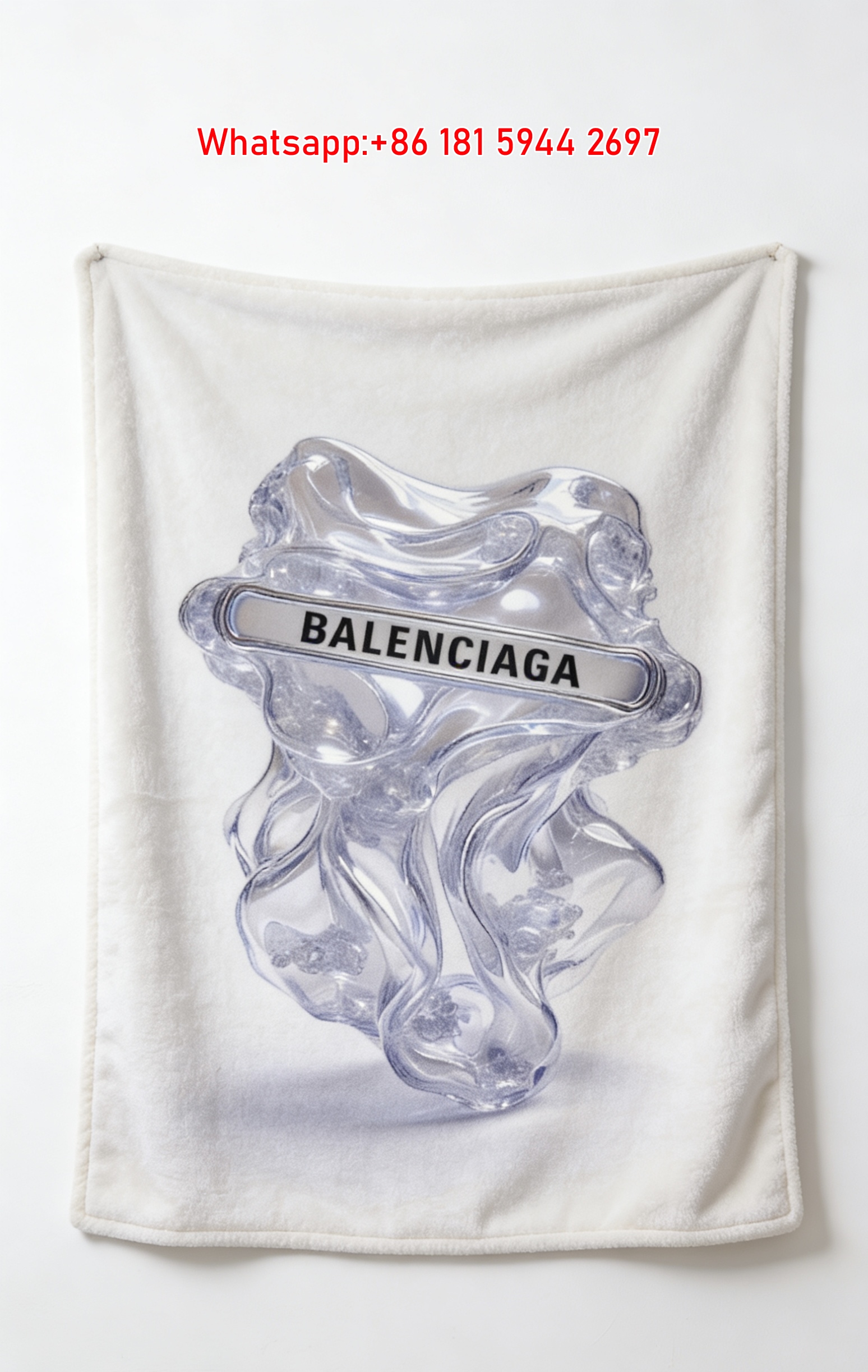 Balenciaga Crystal Design Flannel Throw Blanket for Sofa Couch BA242